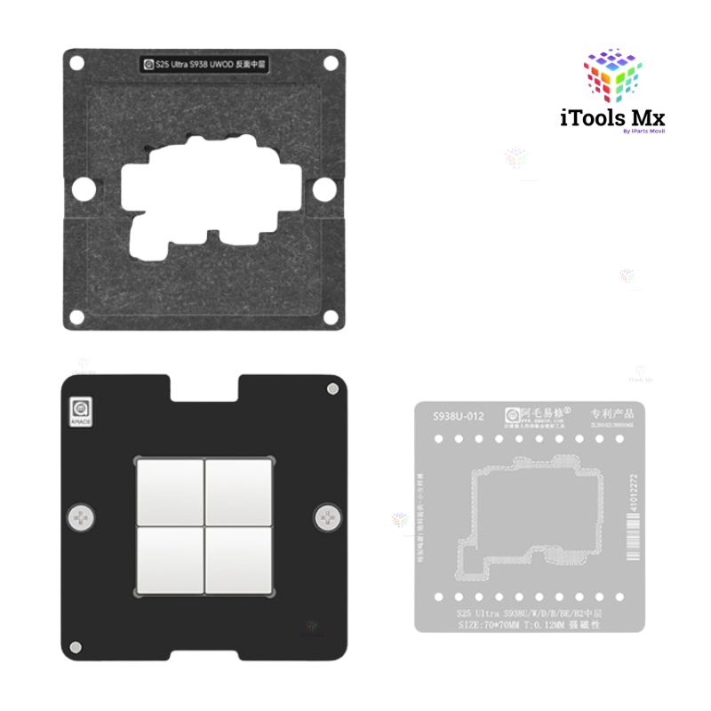 BASE CON STENCIL PARA INTERPOSER PARA SAMSUNG S25 ULTRA AMAOE